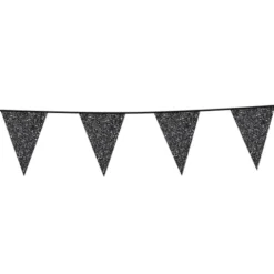 Flagbanner med sort glitterflag 6m