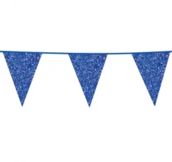 Flagbanner 6 m. med 10 BLÅ GLITTER flag