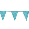 Flagbanner 6 m. med 10 LYSEBLÅ GLITTER flag