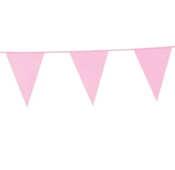 Flagbanner 10 m. med 20 Lyserøde flag