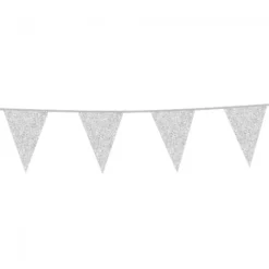 Flagbanner 6 m. med 10 SØLV GLITTER flag