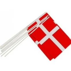 Flag på pind DK A4 i plast 10 stk