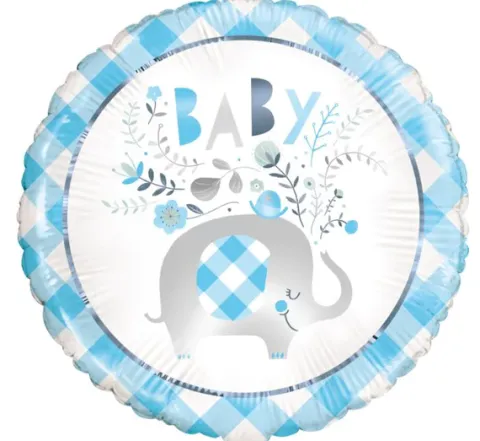 Folieballon Baby Elefant Lyseblå