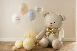 Folieballon Bamse med Guld sløjfe XL