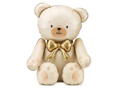 Folieballon Bamse med Guld sløjfe XL