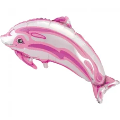 Folie ballon DELFIN sølv-rosa