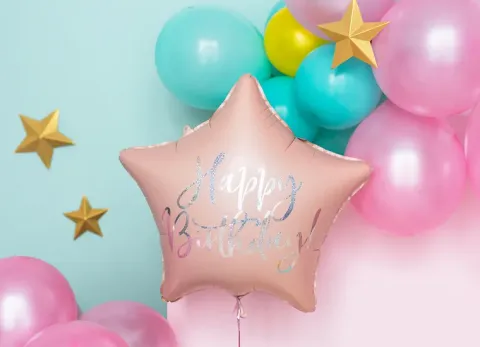 Folieballon Happy Birthday Pudder Pink