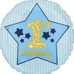 Folieballon 1st birthday i lyseblå