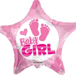 Folie ballon Stjerne BABY GIRL ø 46 cm
