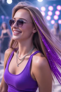 Glitter Hårextensions Lilla – 3 stk