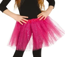 Glitter tyl skørt i pink til børn