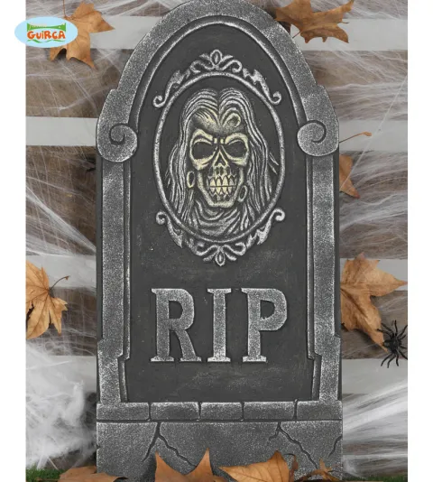 Gravsten 33x65 cm RIP SKULL
