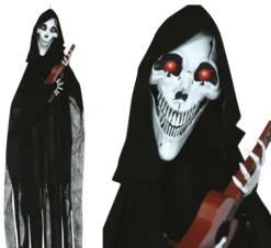 Halloween Guitar skelet pendel med lys, lyd og bevægelser - 120 cm