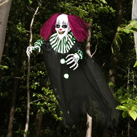 Halloween klovn i sort og grøn med lys og lyd