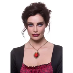 Halloween medaljon halskæde med rød sten