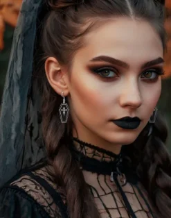 Halloween øreringe som sorte kister