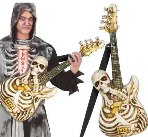 Halloween Skeletguitar med lys og lyd - 58 cm