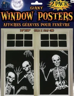 Halloween vindue posters med skeletter