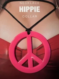 Halssnor med Peace tegn i pink