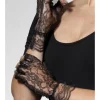 Handsker, kort uden fingre i sort blonde