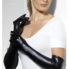 Handsker med wet Look Sort
