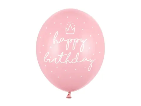 Happy birthday balloner lyserød 6 stk