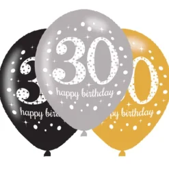 30 Happy Birthday balloner Sparkling gold