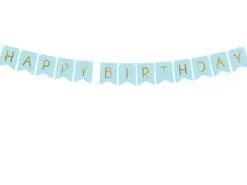 Happy Birthday banner i lyseblå