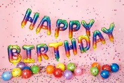 Happy Birthday Folieballon sæt Rainbow