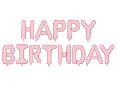 Happy Birthday i mat lyserød