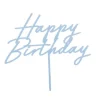Happy Birthday kage pynt - lyseblå