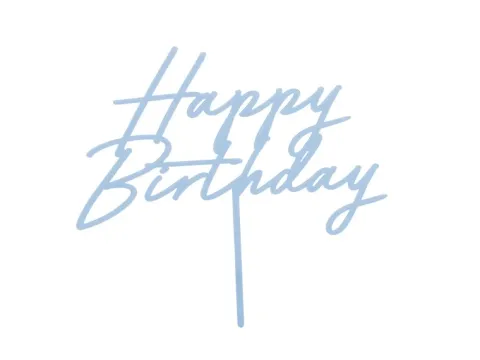 Happy Birthday kage pynt - lyseblå