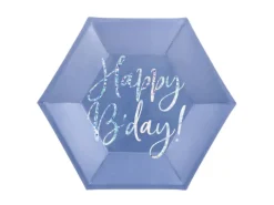 Happy birthday tallerken i blå