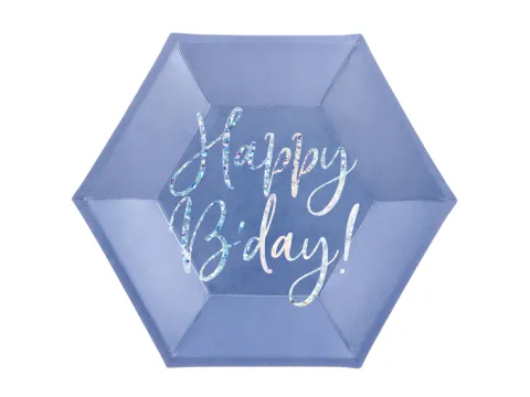 Happy birthday tallerken i blå
