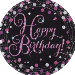 Happy Birthday tallerken - Sparkling pink