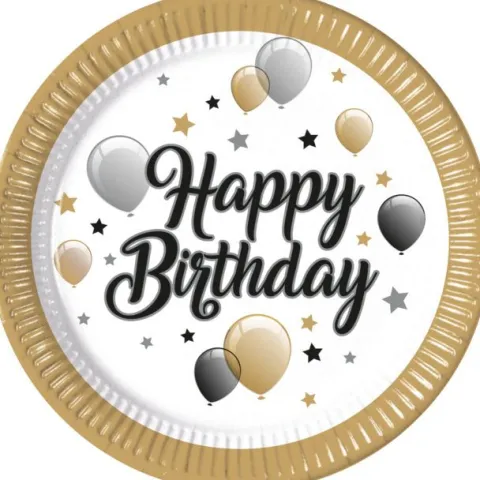 Happy birthday tallerkner - 8 styks - 23cm