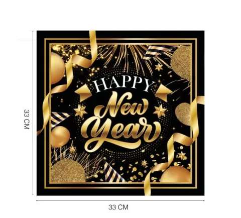 Happy new year servietter - 20 styks -16x16cm