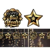 Happy new year stjerne guirlande - 330 cm - 16x16cm