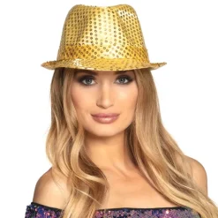Hat Fedora med pailletter i guld
