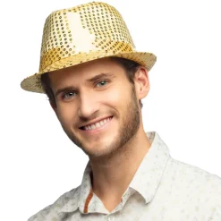 Hat Fedora med pailletter i guld