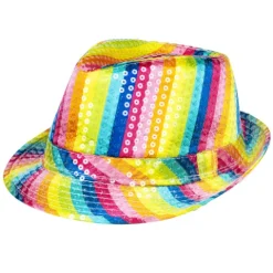 Hat Fedora med pailletter Regnbue