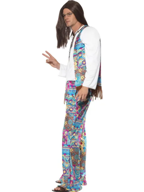 Hippie kostume lyseblå Groovy