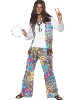 Hippie kostume lyseblå Groovy