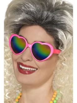 Hjertebriller PINK med RAINBOW SPEJL glas