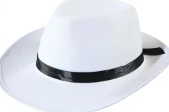 Hvid gangsterhat med Sort bånd
