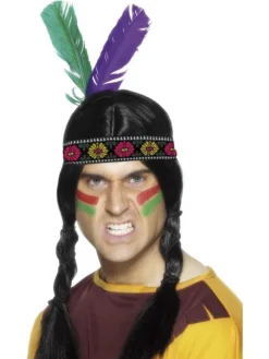 Indianer pandebånd LILLA-GRØN fjer