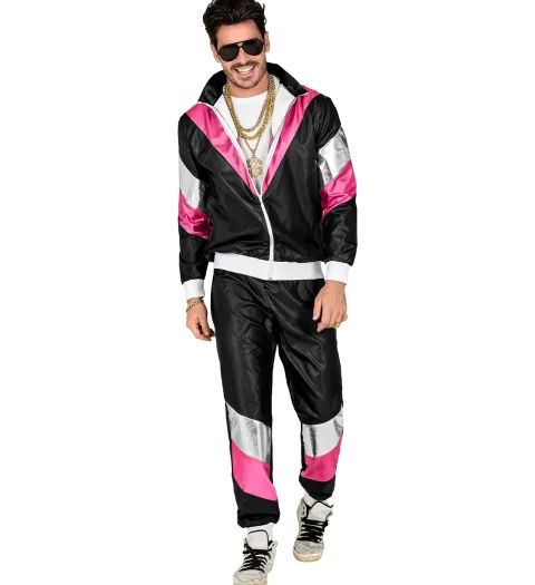 Joggingsæt i sort-pink