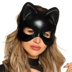 Katte halvmaske i sort