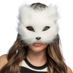 Katte maske hvid - plys