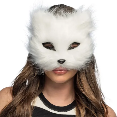 Katte maske hvid - plys